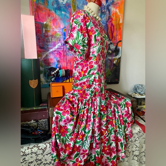Pretty Vintage Papell Boutique Floral Country Club DesignerFashion DRESS 💐💖 14 - Picture 6 of 10